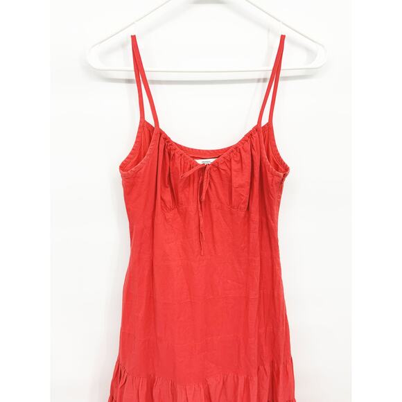 Ann Taylor Loft Orange Coral Tiered Cotton Cami A-Line Midi Dress Size 4 - Picture 2 of 7
